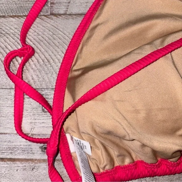 Old Navy Pink Ribbed Swim Top Tie Back Sexy Summer Beach Bikini Top 3X - Picture 7 of 13